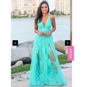 Deep-V Floral Maxi Dress with Criss Cross Back